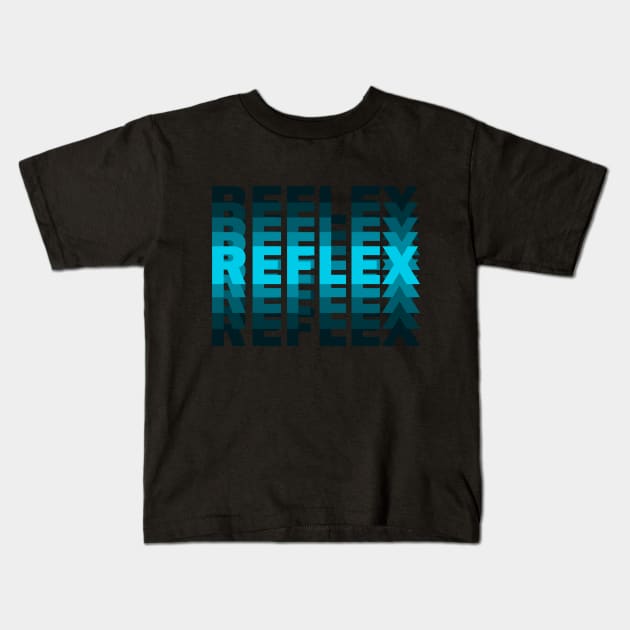 REFLEX - BLUE text with blur Kids T-Shirt by Abrek Art